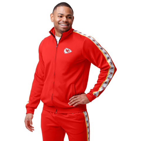 FOCO NFL Kansas City Chiefs Stripe Logo Track Jacket - Mens