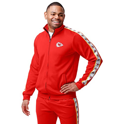 FOCO NFL Kansas City Chiefs Stripe Logo Track Jacket - Mens