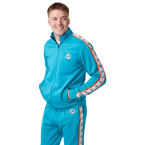 FOCO NFL Miami Dolphins Stripe Logo Track Jacket - Mens
