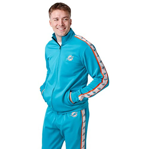 FOCO NFL Miami Dolphins Stripe Logo Track Jacket - Mens