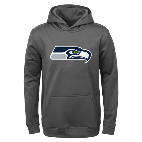 NFL Youth Seattle Seahawks Performance Fleece Pullover Hoodie Grey