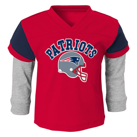 Outerstuff NFL New England Patriots Infants Charger Long Sleeve T-Shirt and Pants Set, Red/Navy