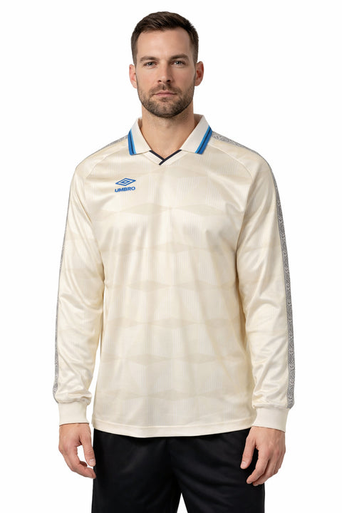 Umbro Men's Retro Spin Johnny Collar Long Sleeve Jersey White Cap Grey/Purple Velvet