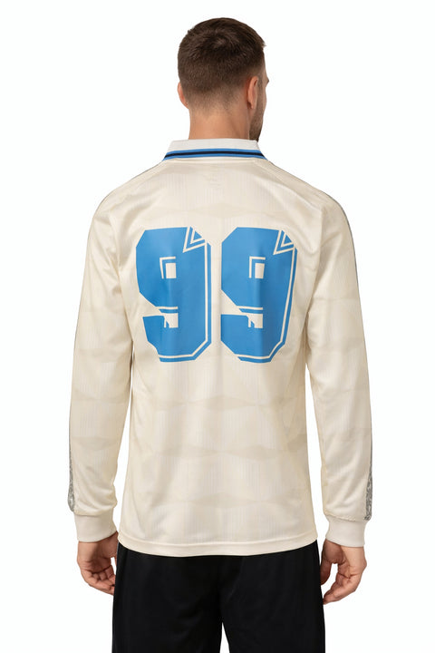 Umbro Men's Retro Spin Johnny Collar Long Sleeve Jersey White Cap Grey/Purple Velvet