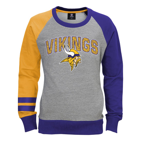 Outerstuff NFL Girls Youth Amethyst Fleece Crew Neck Sweatshirt - Minnesota Vikings