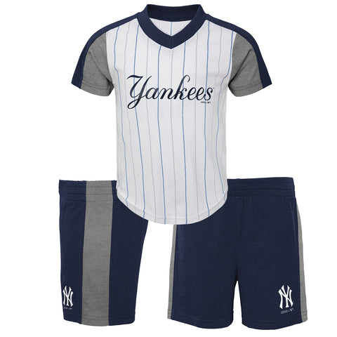 Outerstuff New York Yankees Toddlers MLB The Lineup Short Sleeve V-Neck & Shorts Set Navy