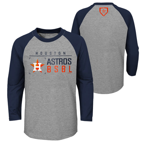 Outerstuff Houston Astros Boys Youth MLB Into The Stratosphere 3/4 Raglan Heather Grey
