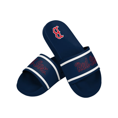 FOCO MLB Team Wordmark Molded Comfortable Women's Slide Sandals, Boston Red Sox