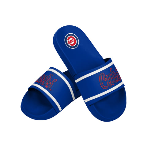 FOCO MLB Team Wordmark Molded Comfortable Women's Slide Sandals, Chicago Cubs