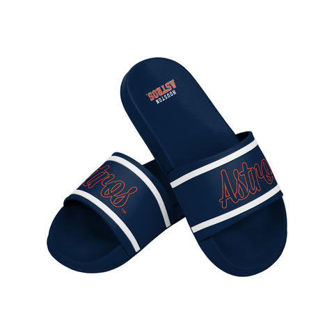 FOCO MLB Team Wordmark Molded Comfortable Women's Slide Sandals, Houston Astros