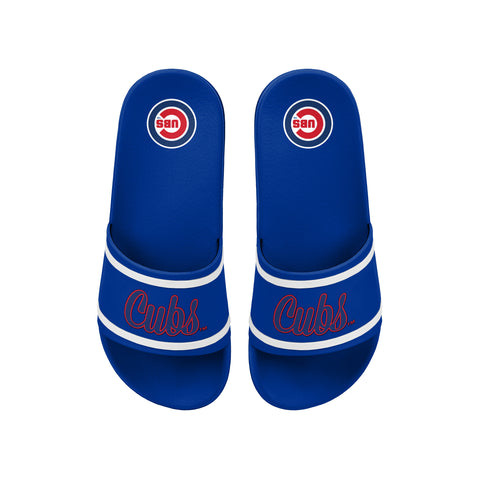FOCO MLB Team Wordmark Molded Comfortable Women's Slide Sandals, Chicago Cubs