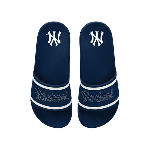 FOCO MLB Team Wordmark Molded Comfortable Women's Slide Sandals, New York Yankees