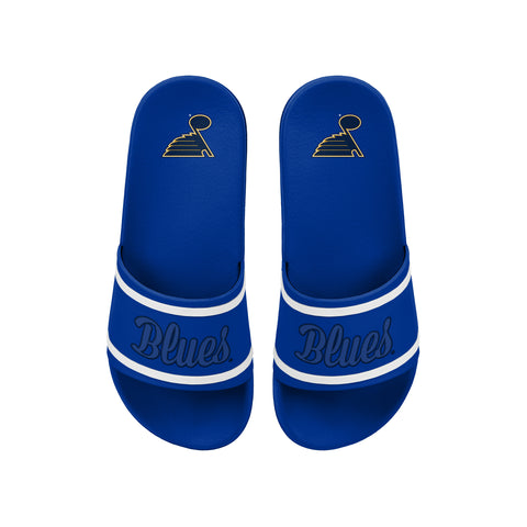 FOCO NHL Team Wordmark Molded Comfortable Women's Slide Sandals, St. Louis Blues