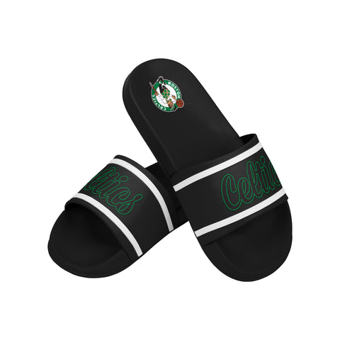 FOCO NBA Team Wordmark Molded Comfortable Women's Slide Sandals, Boston Celtics