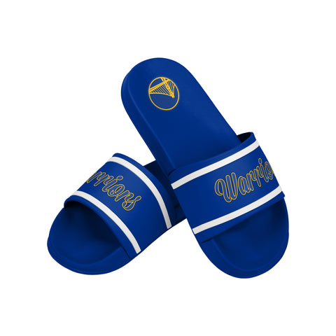 FOCO NBA Team Wordmark Molded Comfortable Women's Slide Sandals, Golden State Warriors