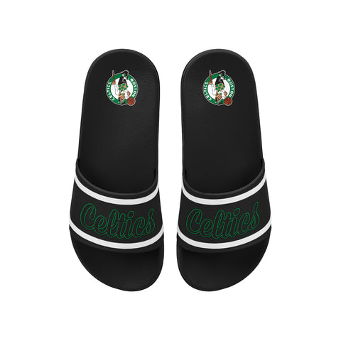 FOCO NBA Team Wordmark Molded Comfortable Women's Slide Sandals, Boston Celtics