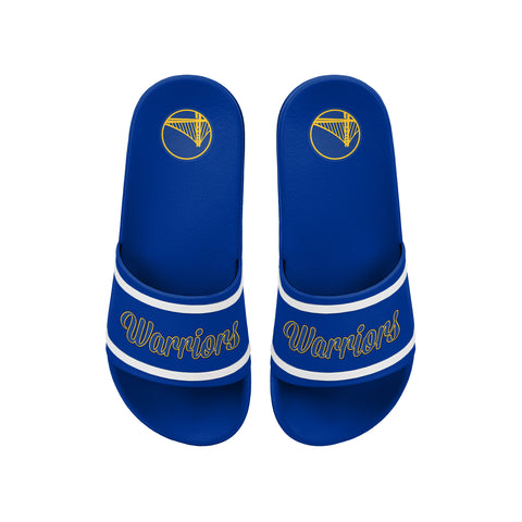 FOCO NBA Team Wordmark Molded Comfortable Women's Slide Sandals, Golden State Warriors