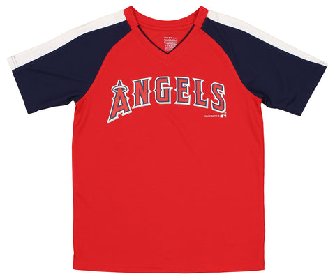 Outerstuff MLB Los Angeles Angels Boys Youth Short Sleeve V-Neck Team Color Jersey T-Shirt