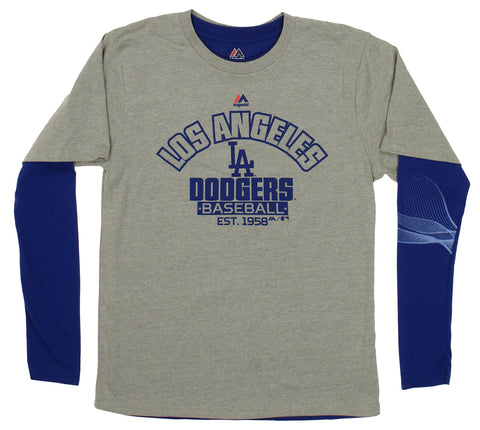 Outerstuff MLB Los Angeles Dodgers Boys Youth Crack of The Bat Long and Short Sleeve T-Shirt Combo Pack