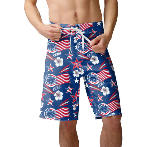 FOCO MLB Baseball Americana 8 inch Men's Boardshorts, Chicago Cubs, Team Colors