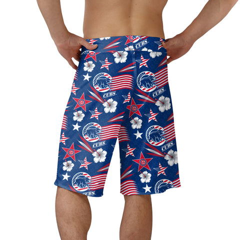 FOCO MLB Baseball Americana 8 inch Men's Boardshorts, Chicago Cubs, Team Colors
