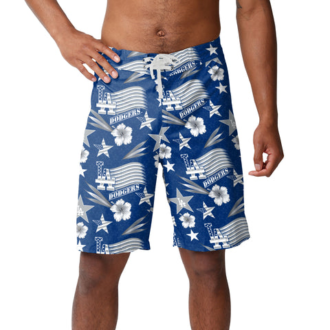 FOCO MLB Baseball Americana 8 inch Men's Boardshorts, Los Angeles Dodgers, Team Colors