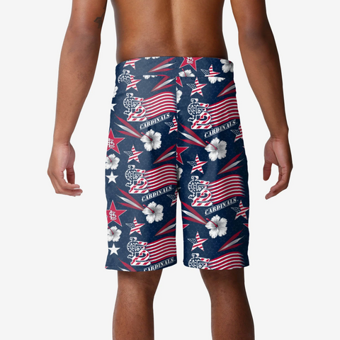 FOCO MLB Baseball Americana 8 inch Men's Boardshorts, St. Louis Cardinals