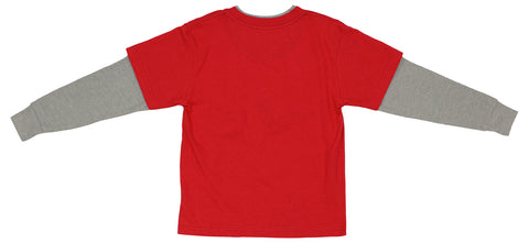 Outerstuff NFL Boys Kids Bleachers Long Sleeve T-Shirt with Faux Layer - Atlanta Falcons