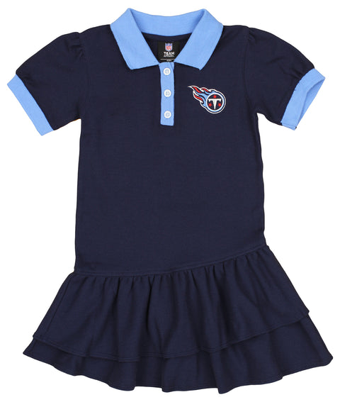 Outerstuff NFL Tennessee Titans Girls Preppy Fan Polo Dress - Blue