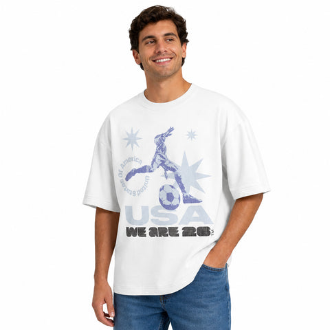 Outerstuff Men's FIFA World Cup 2026 Team USA Kicking Ball Premium Cotton Tee, White