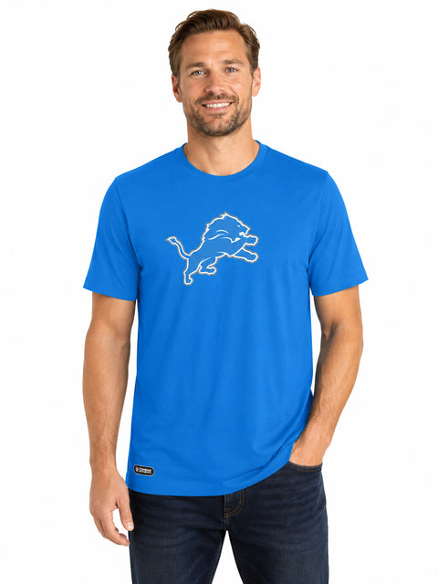 Outerstuff NFL Men's Detroit Lions Retro Primary Stadium Logo Short Sleeve Tee Blue