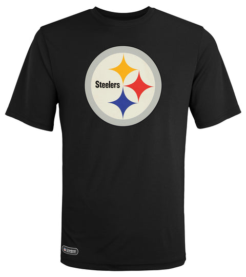 Outerstuff NFL Men's Steelers Retro Primary Stadium Logo Short Sleeve Tee Black