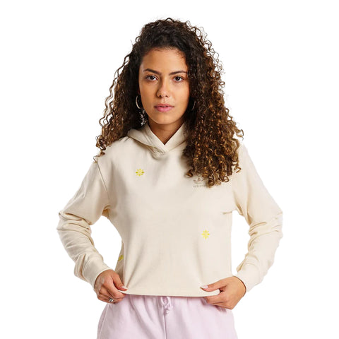 adidas Originals Womens Cropped Cotton French Terry Hoodie, Off White