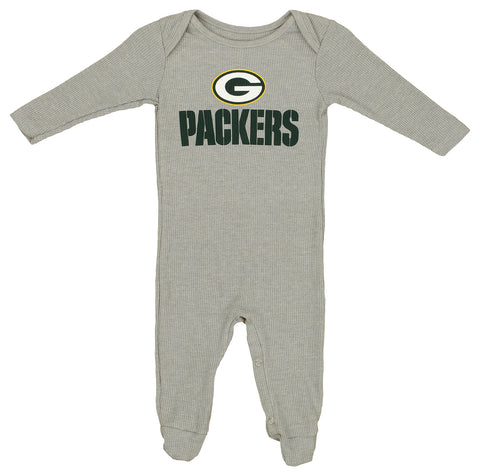 Outerstuff NFL Green Bay Packers Infant Big Fan Waffle Knit Gray Body Suit