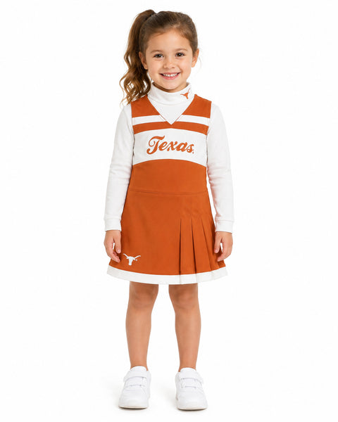 Outerstuff NCAA Texas Longhorns Little Girls Cheer Jumper Dress Set - Orange