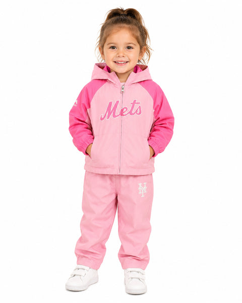Outerstuff MLB Toddlers New York Mets Girls Windsuit - Pink