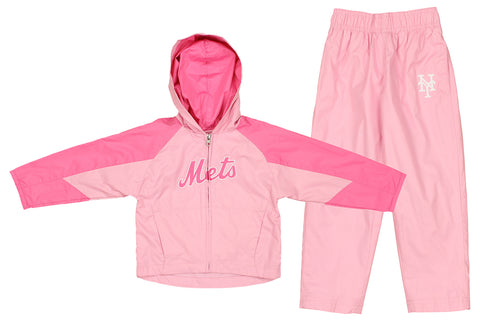 Outerstuff MLB Toddlers New York Mets Girls Windsuit - Pink