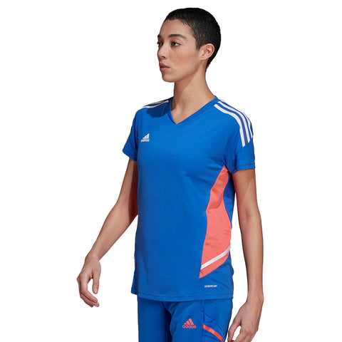 adidas Womens Condivo 22 Soccer Training Shirt - Short Sleeve Jersey, Hi-res Blue