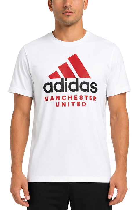 Adidas Mens Mufc Dna Gr Tee Short Sleeve Graphic Tee, White