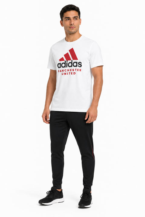 Adidas Mens Mufc Dna Gr Tee Short Sleeve Graphic Tee, White