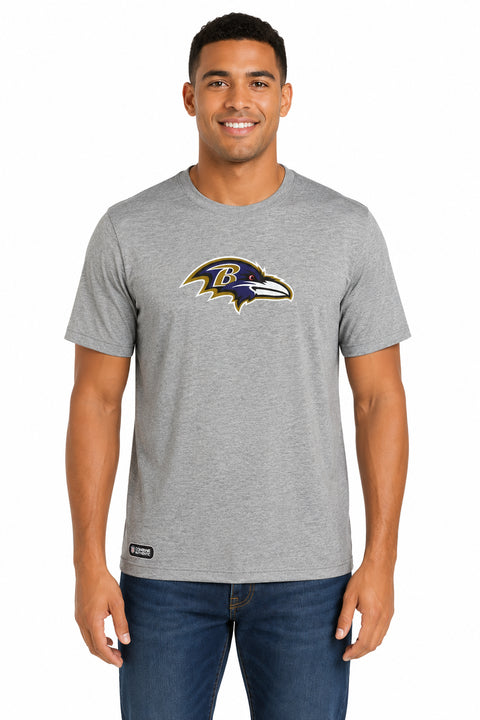 Outerstuff NFL Unisex Men's and Women's Primary Logo Short Sleeve Lightweight T-Shirt, Grey, Baltimore Ravens