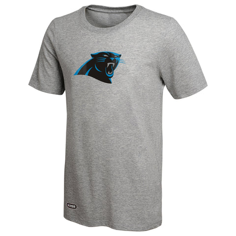 Outerstuff NFL Unisex Men's and Women's Primary Logo Short Sleeve Lightweight T-Shirt, Grey, Carolina Panthers