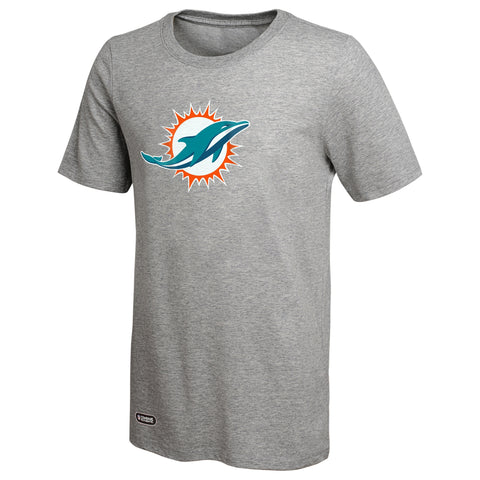 Outerstuff NFL Unisex Men's and Women's Primary Logo Short Sleeve Lightweight T-Shirt, Grey, Miami Dolphins
