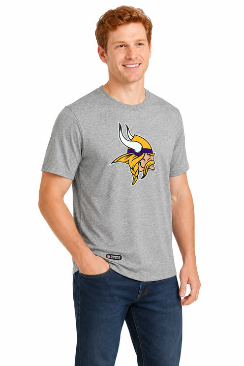 Outerstuff NFL Unisex Men's and Women's Primary Logo Short Sleeve Lightweight T-Shirt, Grey, Minnesota Vikings