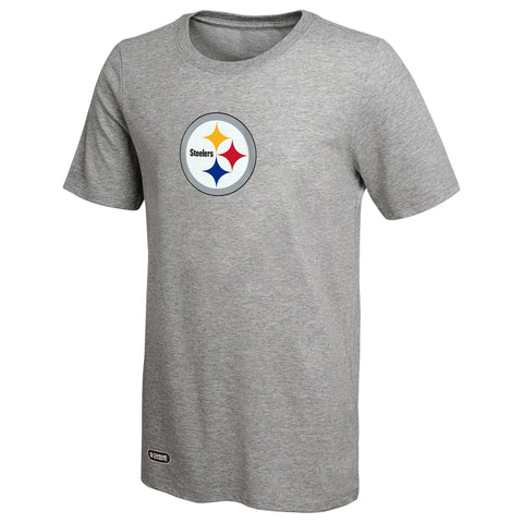 Outerstuff NFL Unisex Men's and Women's Primary Logo Short Sleeve Lightweight T-Shirt, Grey, Pittsburgh Steelers