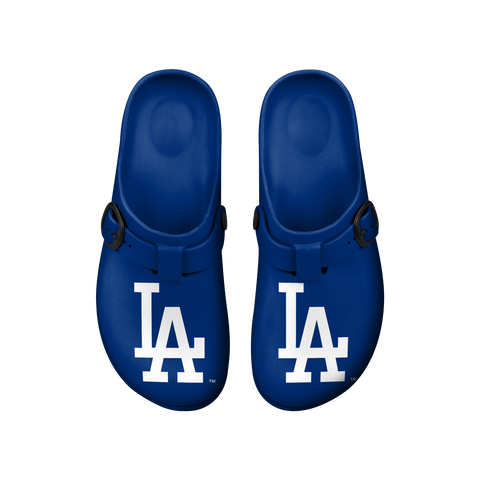 FOCO Open Back Buckle Clog – Comfortable Slip-On Sandals for MLB Fans, Los Angeles Dodgers Dark Blue