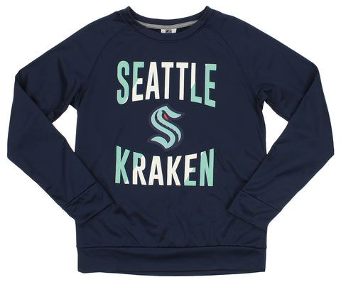 Outerstuff NHL Seattle Kraken Youth Boys Performance Fleece Crew Neck Pullover Long Sleeve Top