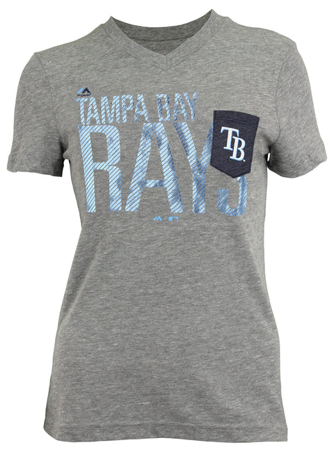 Outerstuff MLB Girls Youth Tampa Bay Rays Heather Gray Short Sleeve T-Shirt with Pocket