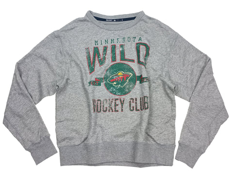 adidas Men's NHL Minnesota Wild Distressed Graphics Crew Sweatshirt, Grey