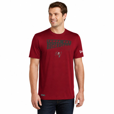 New Era NFL Men's Scoreboard Short Sleeve Poly Dri-tek Tee Buccaneers Dark Red